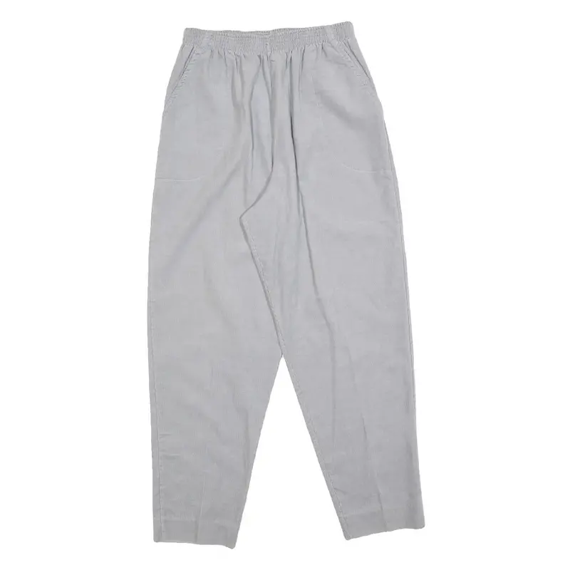 Season Ticket Womens Cotton Blend Light Grey Relaxed Straight Trousers W26 L28 1