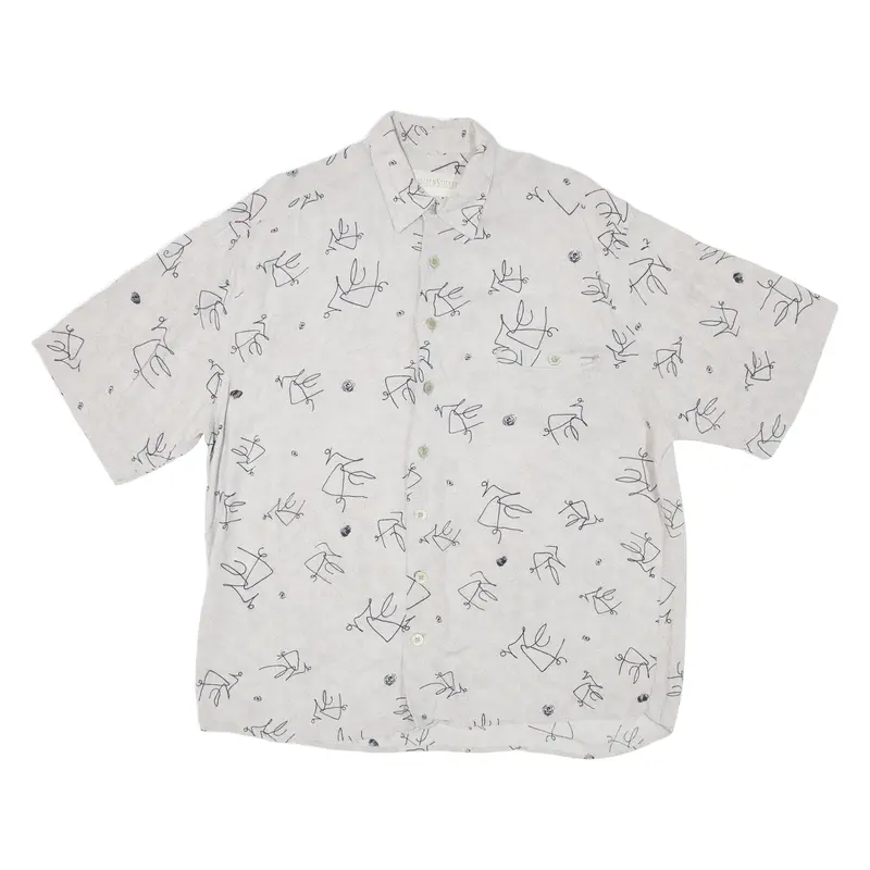 Seiden Stick Mens Shirt Grey 90S Crazy Pattern L 1