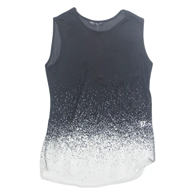 Select Womens Printed Top Black Sleeveless Polka Dot S 1
