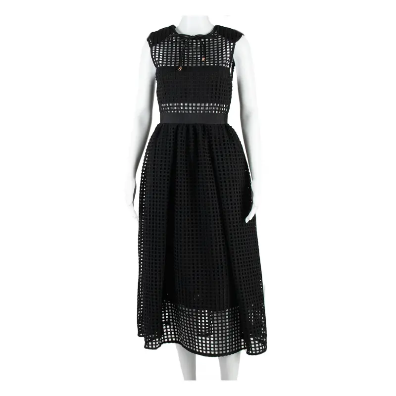 Self Portrait Womens A-Line Dress Black Lace Sleeveless Long Uk 6 1