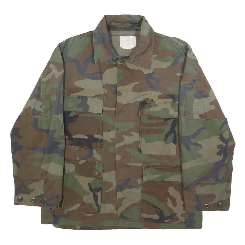 Selma Apparel Mens Green Camouflage Cotton Blend Military Jacket M Button 1