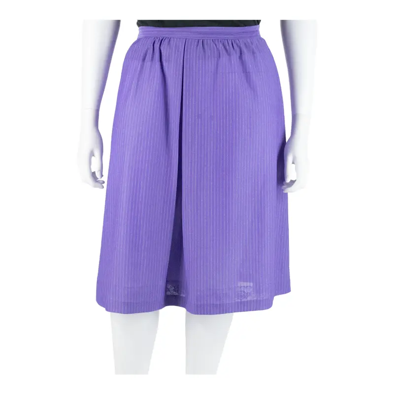 Semi Sheer Womens A-Line Skirt Purple Midi Striped L 1