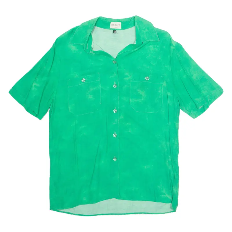 Sergio Donna Womens Oversized Shirt Green Collared Viscose Uk 12 1