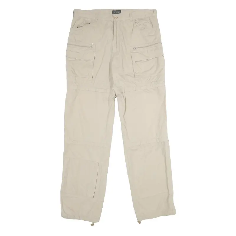 Sergio Mens Regular Beige Cotton Blend Drawstring Trousers W34 L36 Casual 1