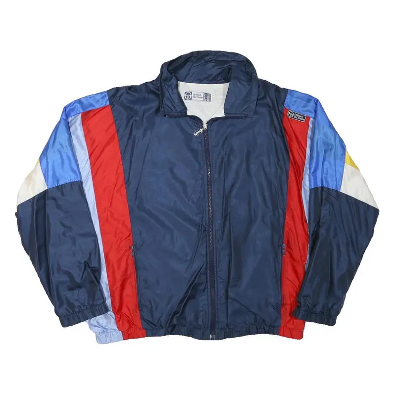 Sergio Tacchini Mens Navy Blue Red Polyester Blend Track Jacket L Zip Sportswear 1