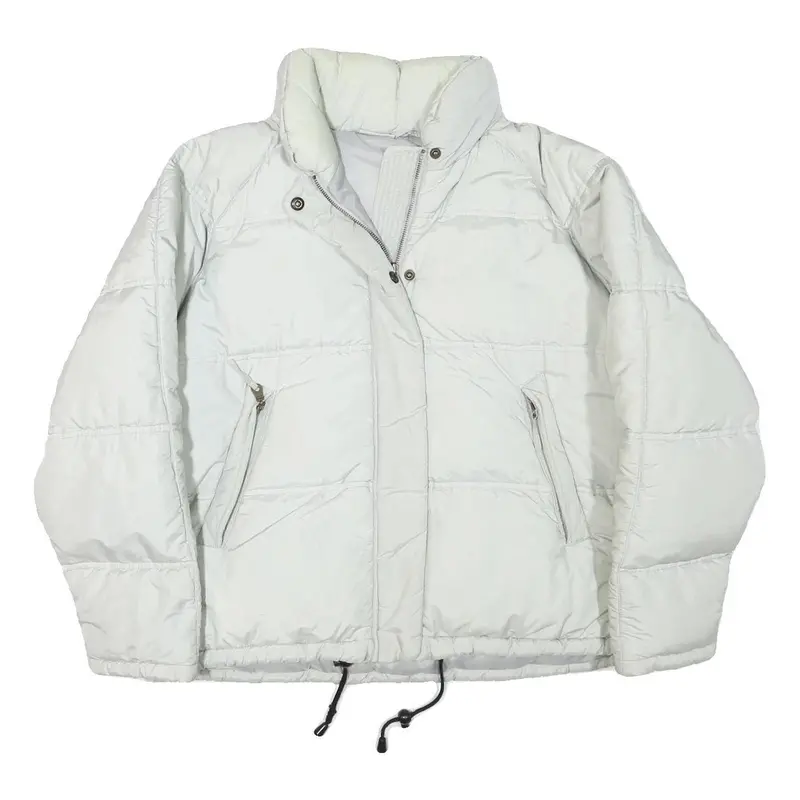 Sergio Tacchini Womens White Quilted Jacket L Polyester Blend Zip Casual 1