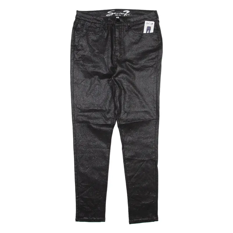 Seven7 Coated High Rise Womens Jeans Black Slim Skinny W30 L28 1