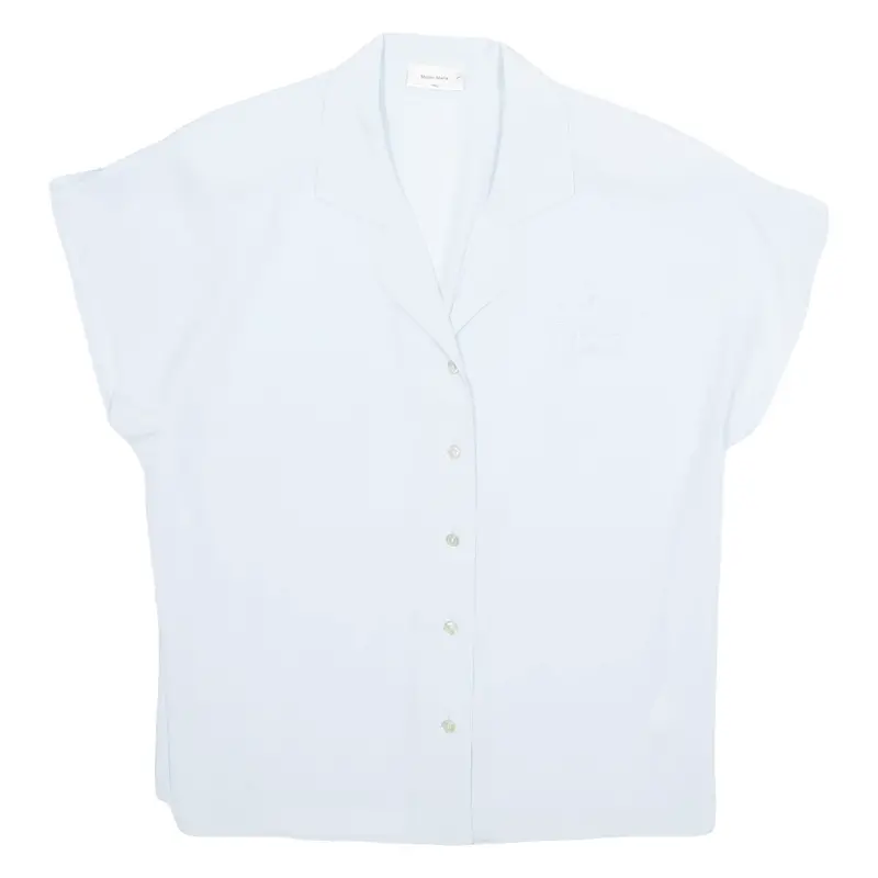 Sheer Womens Blouse Blue V-Neck L 1