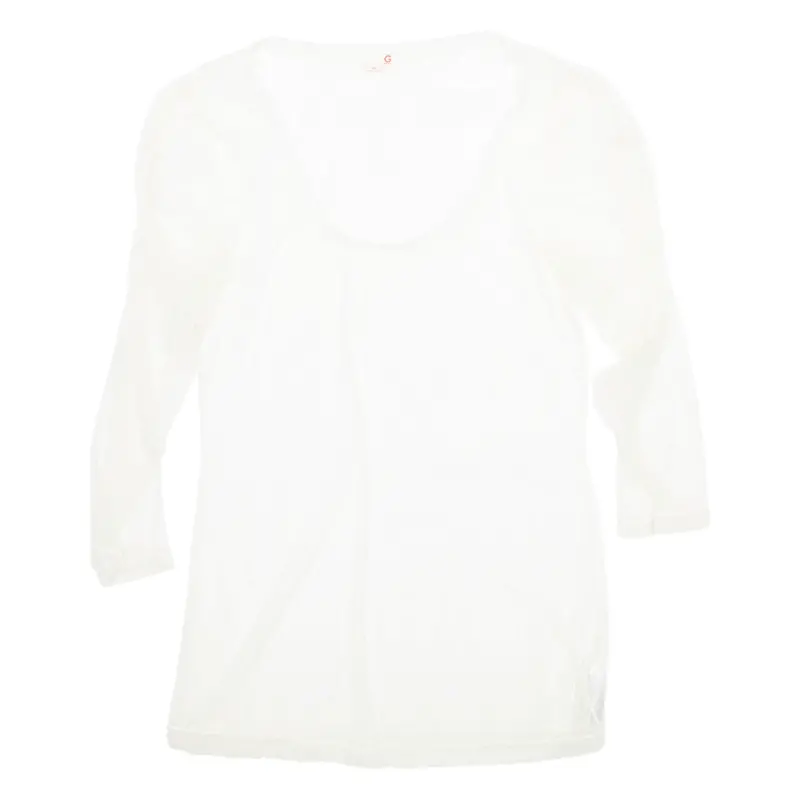 Sheer Womens Blouse Cream Long Sleeve Nylon Xl 1