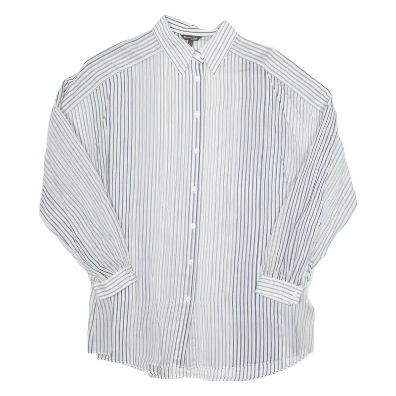 Sheer Womens Printed Blouse Grey Long Sleeve Striped M 1