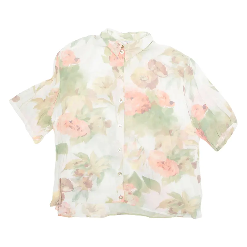 Sheer Womens Printed Blouse Pink Floral 2Xl 1