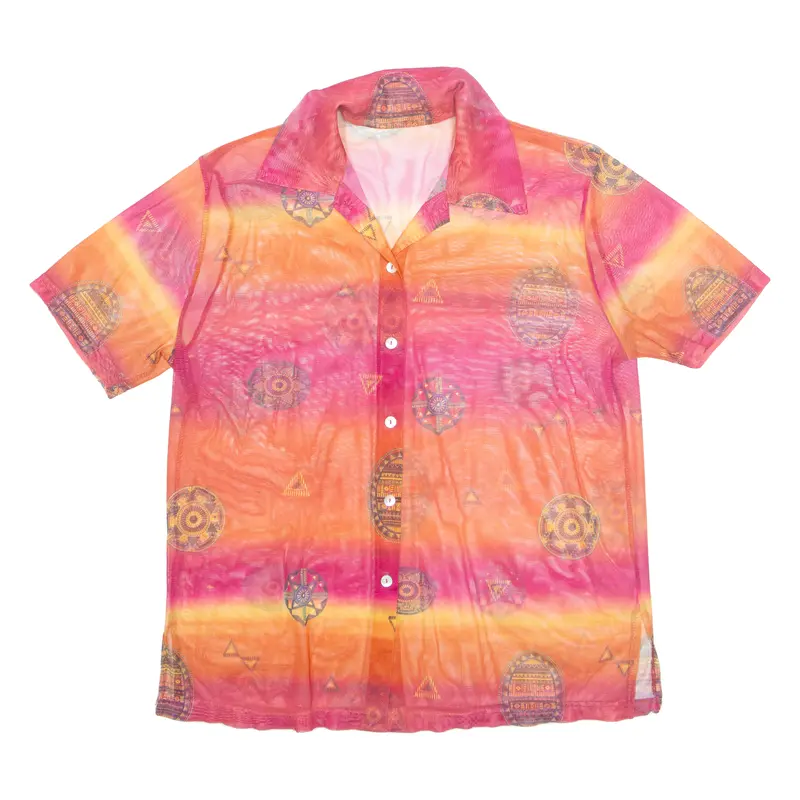 Sheer Womens Shirt Orange L 1