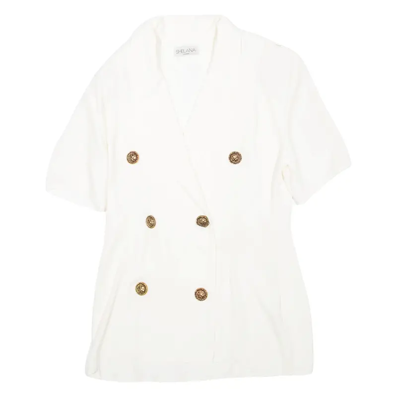 Shelana Short Sleeved Cut Out Back Womens Blazer Coat White M 1