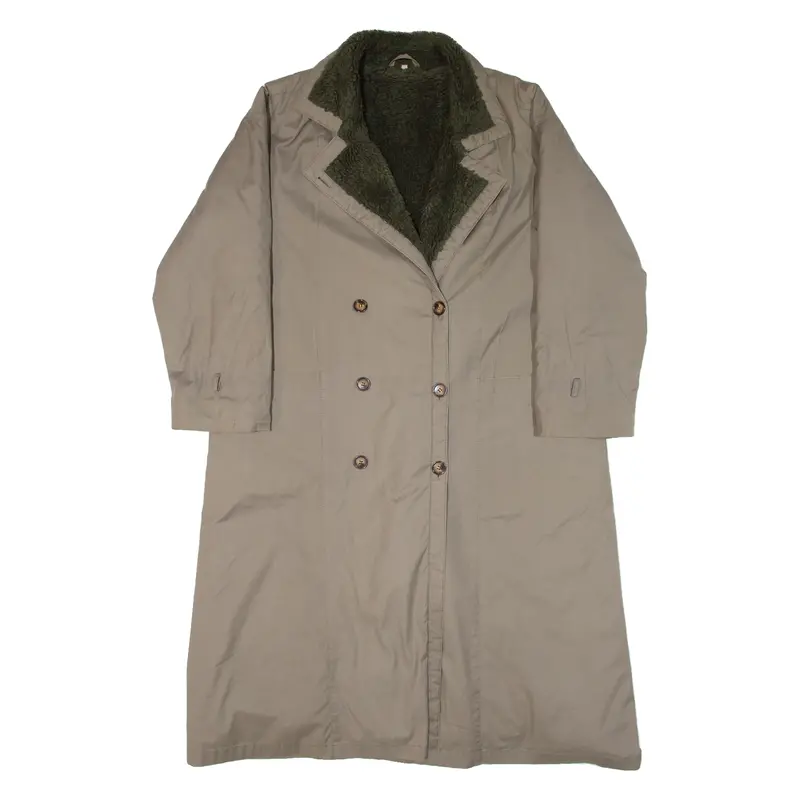 Sherpa Lined Womens Trench Coat Green L 1