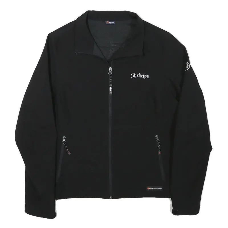 Sherpa Womens Black Zip Jacket S Polyester Blend Plain Outdoor Casual 1