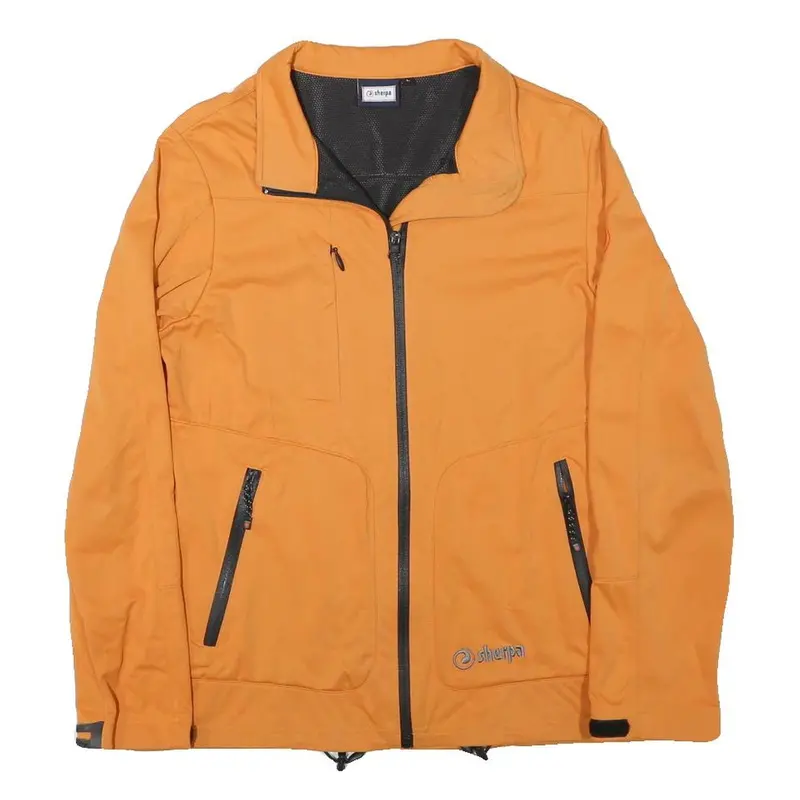 Sherpa Womens Orange Jacket L Polyester Blend Plain Zip Outdoor Casual 1