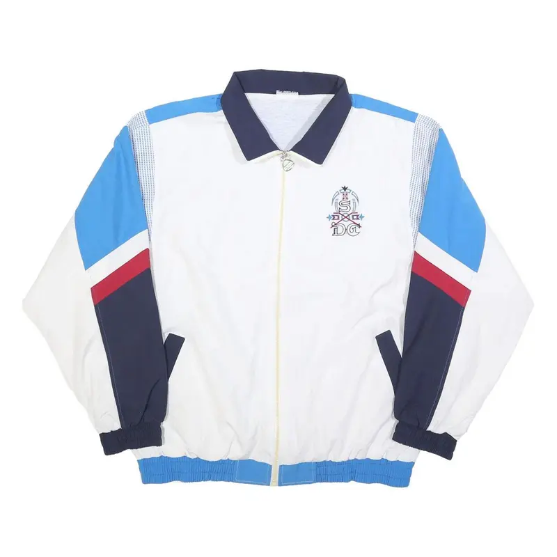 Shooter Mens White Navy & Blue Zip Jacket Xl Polyester Colourblock Sportswear 1