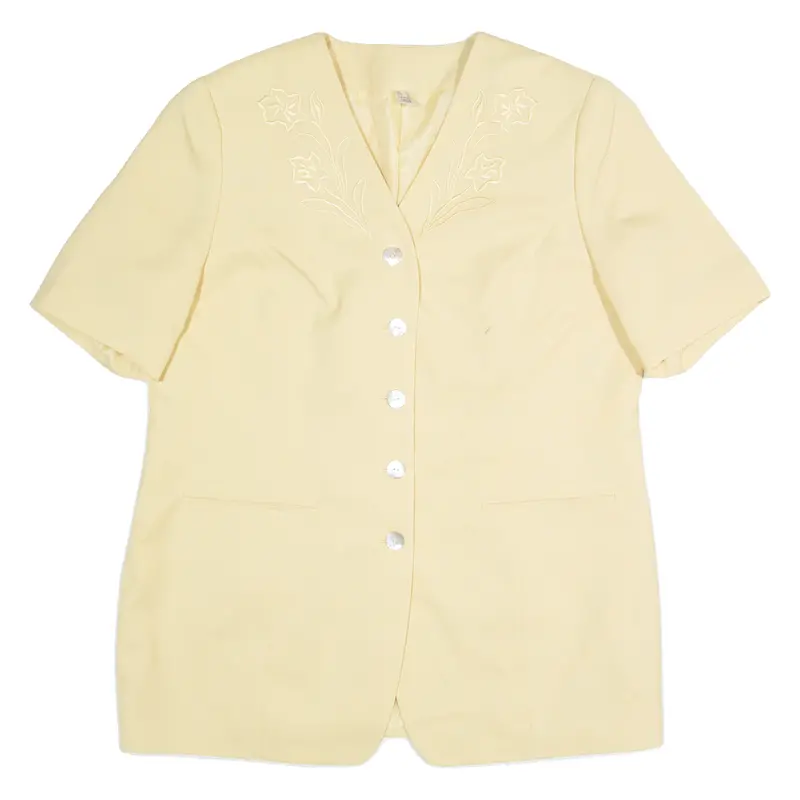 Short Sleeve Womens Blazer Jacket Yellow 90S Uk 18 1