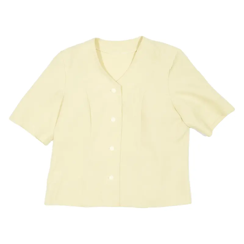 Short Sleeved Womens Blazer Coat Yellow L 1