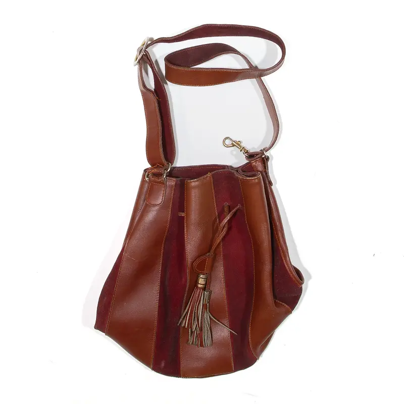 Shoulder Bag Brown Leather Colourblock Womens 1