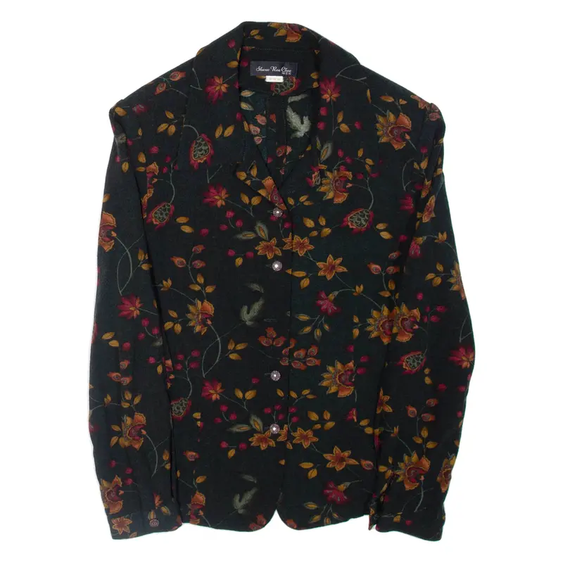 Shwe Reu Chee Womens Blazer Jacket Green Floral S 1