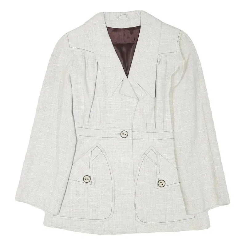 Sidwall Womens White Wool Blend Fashion Jacket S Woven Button Closure Stylish 1