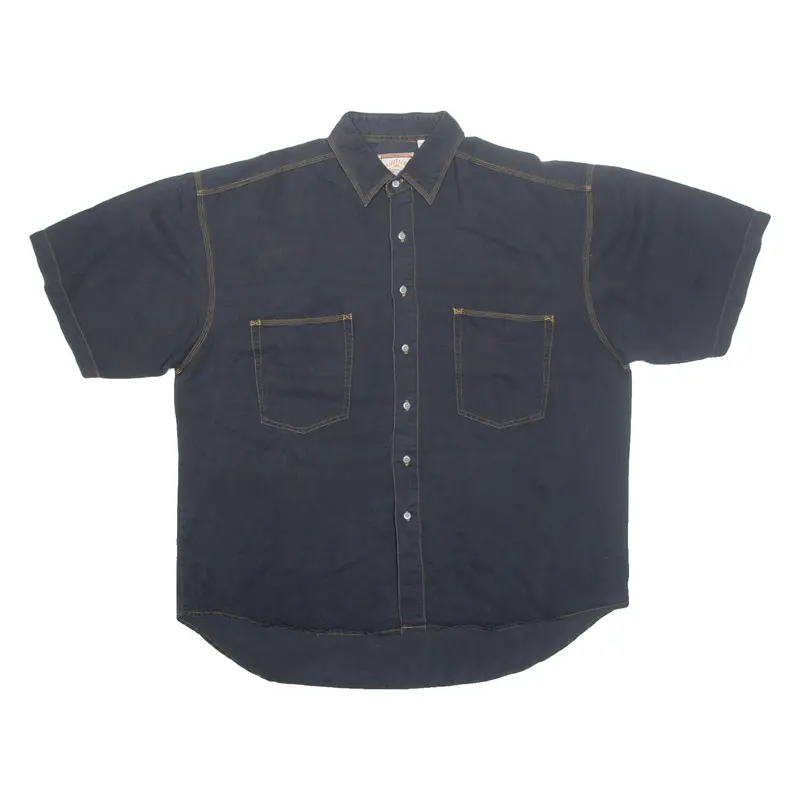 Sierra Pacific Denim Look Mens Plain Shirt Black Xl 1