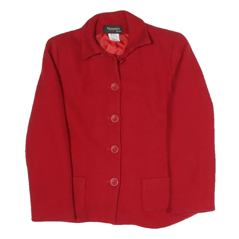 Signature Womens Red Coach Jacket Uk 10 Polyester Blend Woven Plain Tailored Fit 1