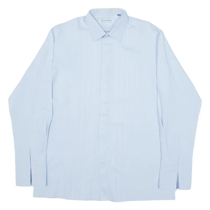 Silvano Benetti Mens Formal Shirt Blue Long Sleeve M 1
