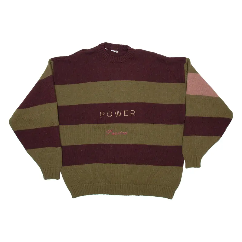 Silverstone Womens Patterned Jumper Brown Striped Chunky Knit Xl 1