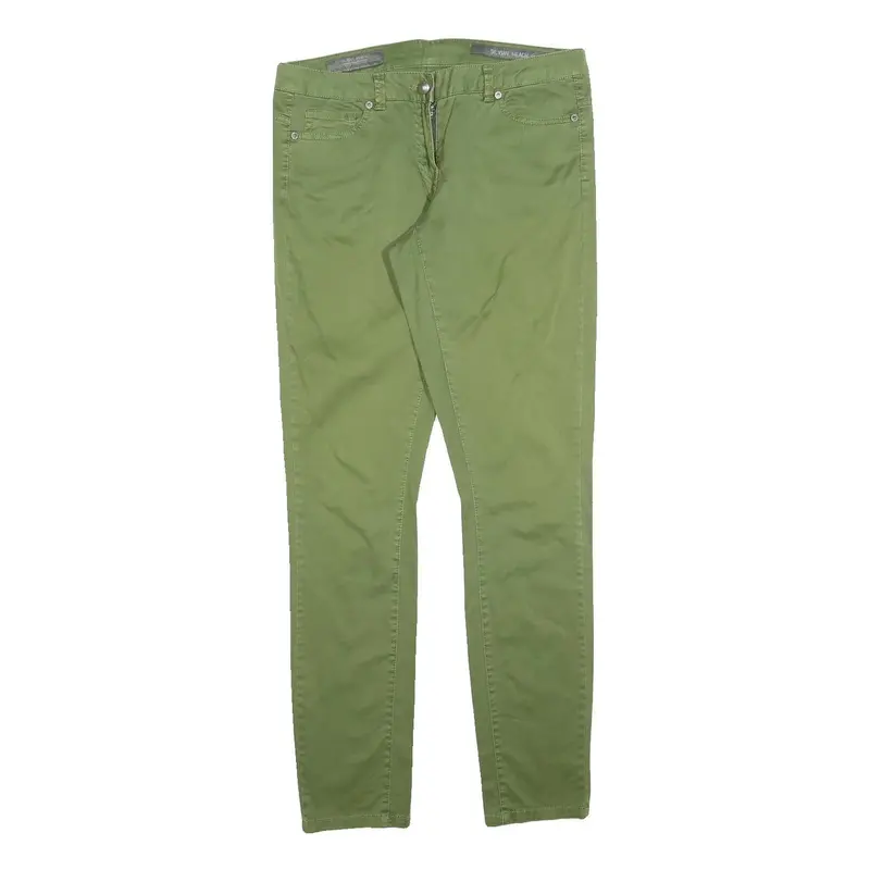 Silvian Heach Womens Cotton Blend Green Slim Skinny Trousers W32 L32 Stylish Zip 1