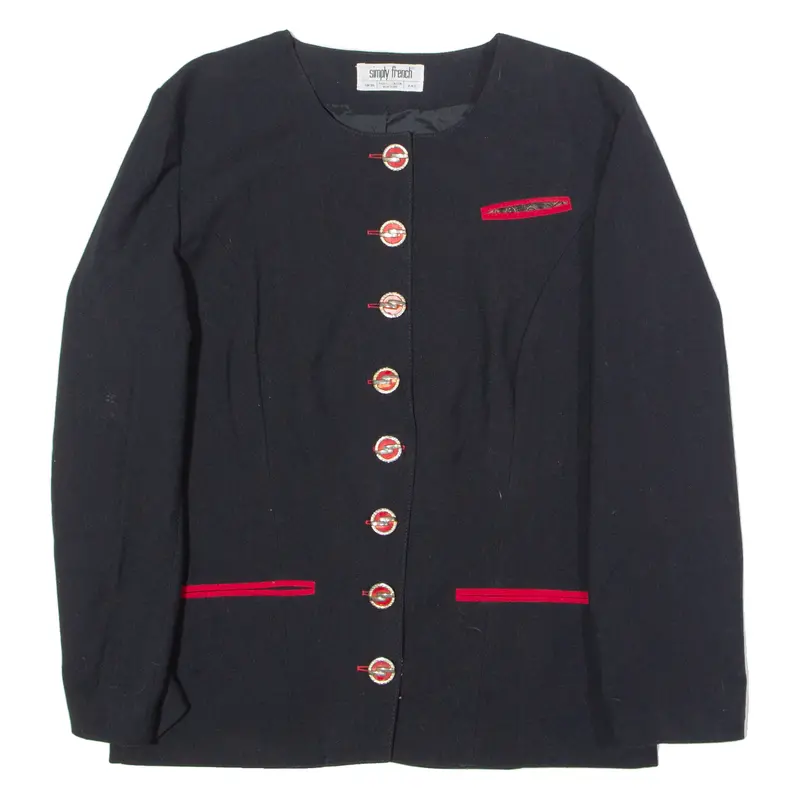 Simply French Womens Blazer Jacket Black 90S Uk 16 1