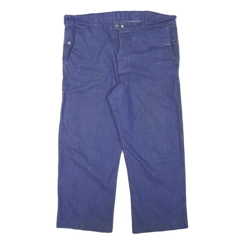 Sirna Mens Cotton Blend Navy Relaxed Straight Trousers W38 L26 Casual Comfort 1