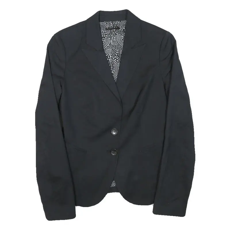 Sisley Womens Black Cotton Blend Blazer Jacket Xxs Button Closure Tailored Plain 1