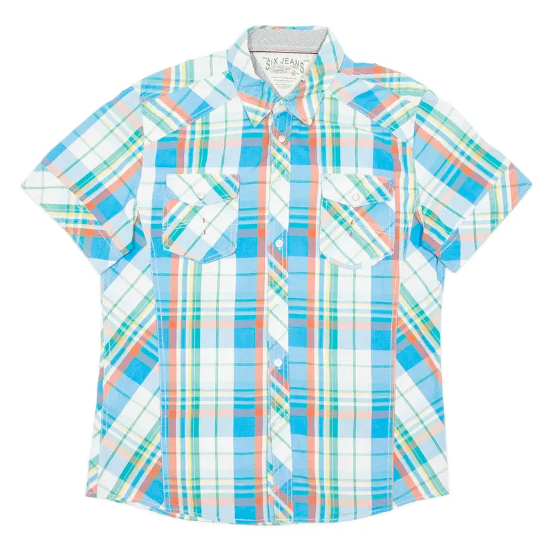 Six Jeans Mens Shirt Blue Check Xl 1