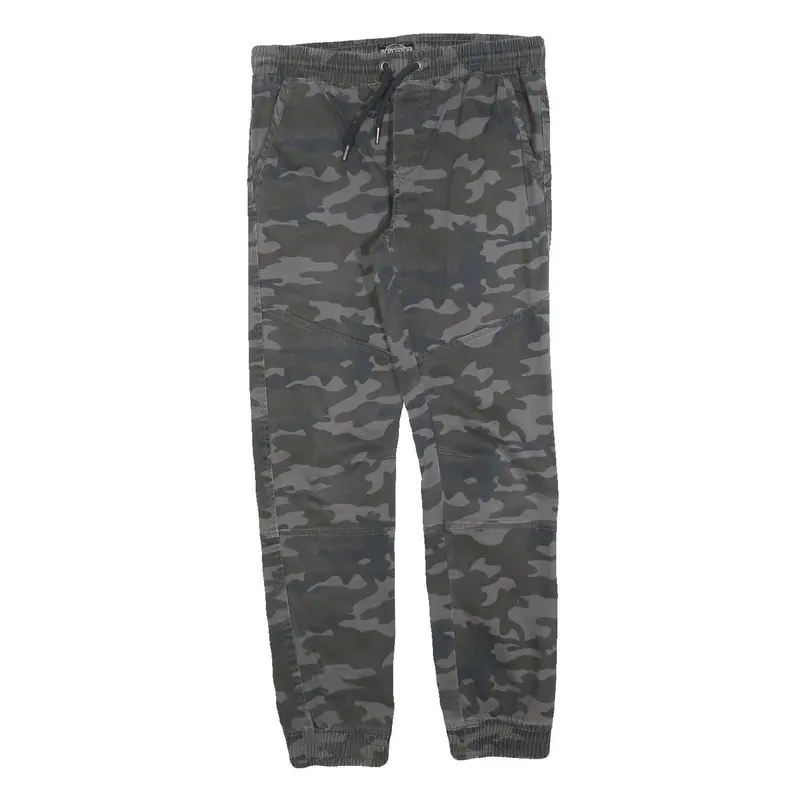 Skate Nation Mens Cotton Blend Camouflage Slim Drawstring Trousers W30 L30 1