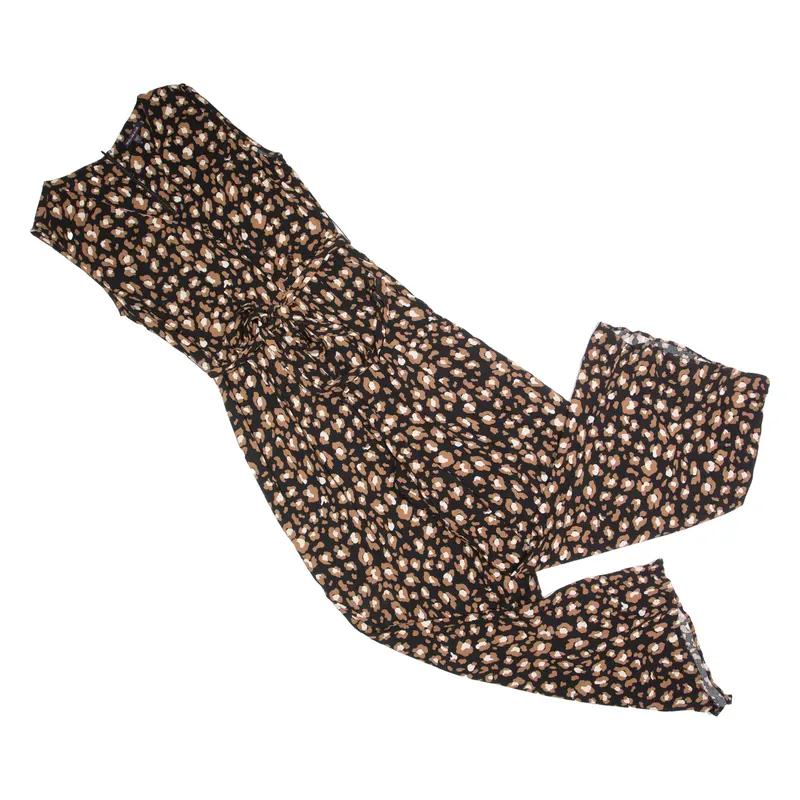 Skies Are Blue Womens Jumpsuit Black Animal Print Wide-Leg S 1