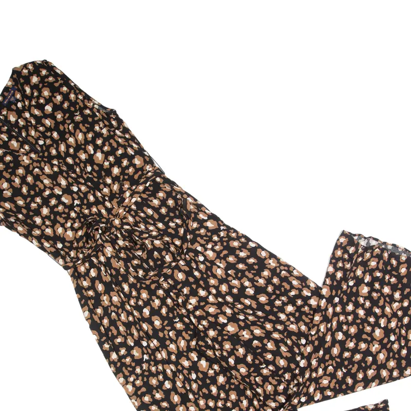 Skies Are Blue Womens Jumpsuit Black Animal Print Wide-Leg S 2