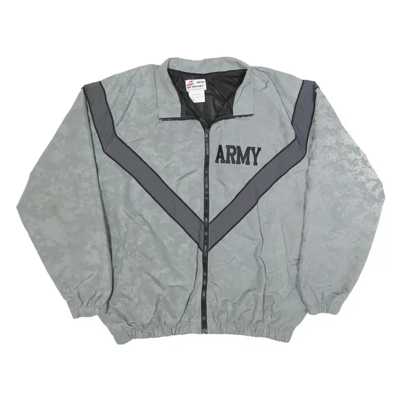 Skilcraft Mens Grey Army Nylon Track Jacket L Lightweight Zip Closure 1