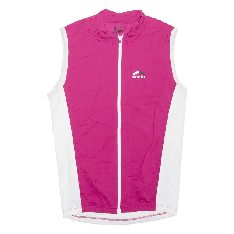 Skin Fit Full Zip Cycling Shirt Womens Vest Pink Sleeveless S 1