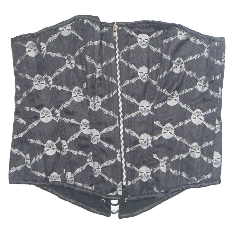 Skull And Bones Womens Printed Corset Black Crazy Pattern Xl 1