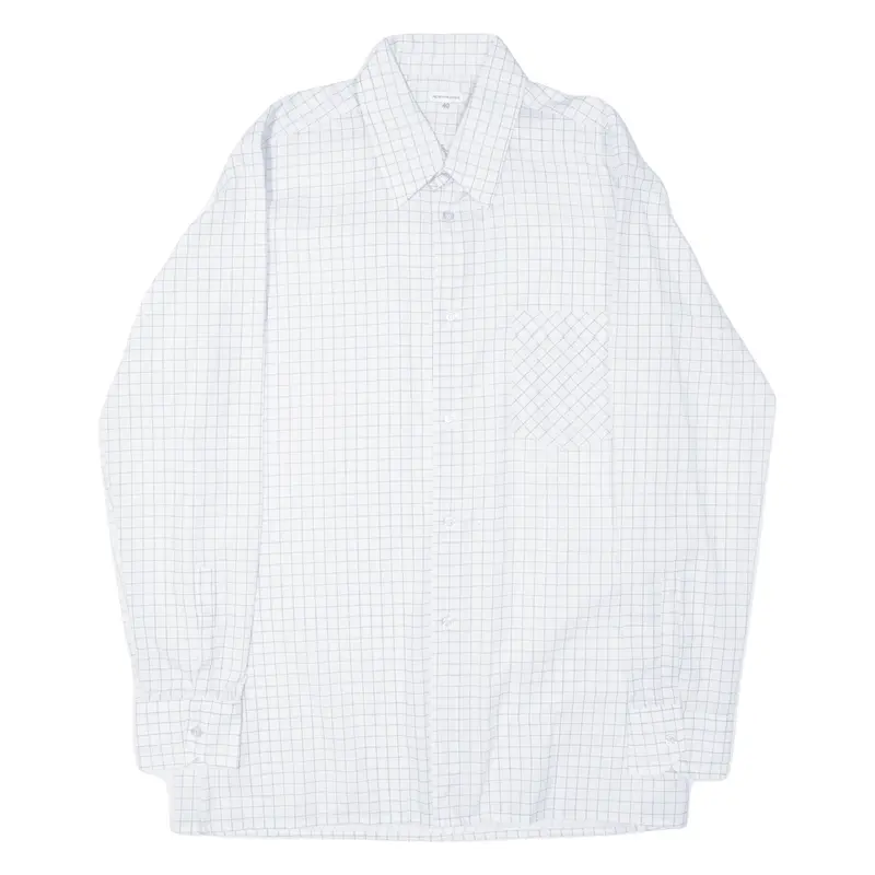 Slimline Mens Shirt White Check Long Sleeve M 1