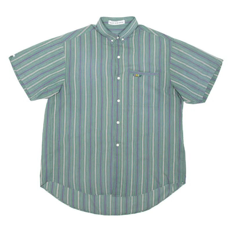 Slot Machine Mens Shirt Green Striped L 1