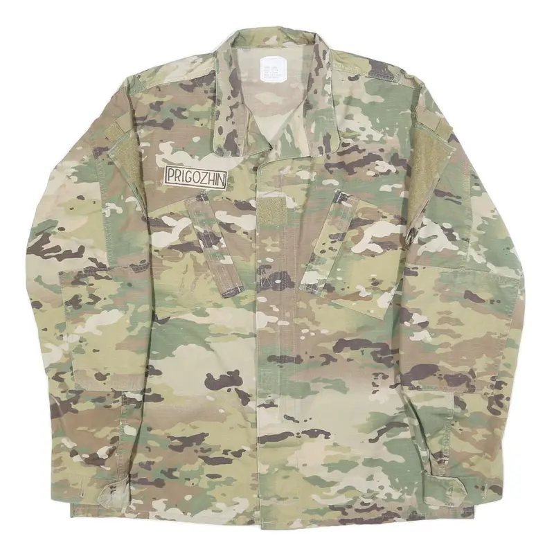 Snc Manufacturing Llc Mens Green Camouflage Cotton Blend Jacket L Military Zip 1