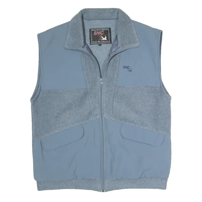 Snc Mens Blue Polyester Blend Fleece Jacket L Zip Up Warm Comfortable Casual 1