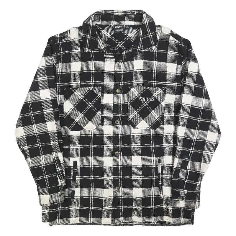 Snipes Mens Black & White Check Shirt M Polyester Blend Long Sleeve Casual 1