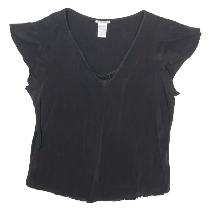 Soft Grey Womens Top Black V-Neck Uk 18 1