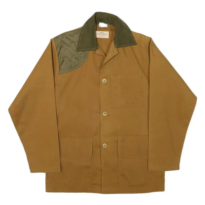 Softbak Mens Brown Cotton Blend Workwear Button Jacket M Casual Utility Durable 1