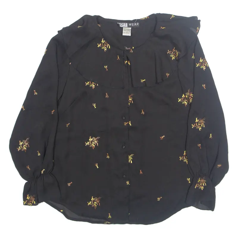 Software Womens Printed Blouse Black Long Sleeve Crazy Pattern S 1