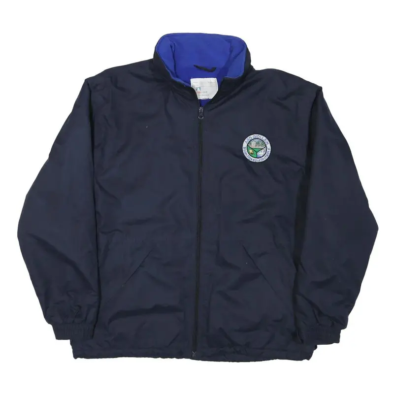 Solo Mens Navy Blue Casual Zip Jacket S Polyester Blend Plain Classic Fit 1
